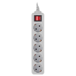 Удлинитель с сетевым фильтром 5х5м Pet AP01006-5-G сер. (пакет ПЭ) PC PET 619891
