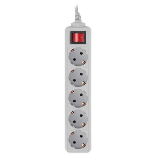 Удлинитель с сетевым фильтром 5х5м Pet AP01006-5-G сер. (пакет ПЭ) PC PET 619891
