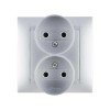 Розетка 2-м СП Simon15 16А IP20 250В без заземл. винт. клеммы алюм. Simon 1590457-033