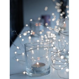 Гирлянда светодиодная "Серебряные нити" 10м 100LED в виде капель 220В с трансформатором КОСМОС KOCNL