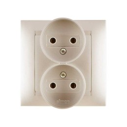Розетка 2-м СП Simon15 16А IP20 250В без заземл. винт. клеммы шампань Simon 1590457-034