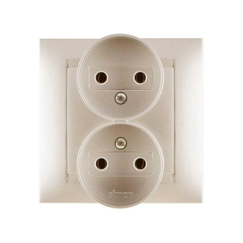 Розетка 2-м СП Simon15 16А IP20 250В без заземл. винт. клеммы шампань Simon 1590457-034
