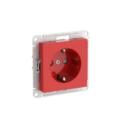 Розетка AtlasDesign 16А с заземл. защ. шторки быстрозажим. клем. механизм красн. SE ATN002045S