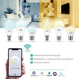 Лампа светодиодная эл. Smart Home LSH11/A60/RGBСW/Е27/WIFI 11Вт Е27 RGB+DIM+CW 220В WiFi Camelion 14