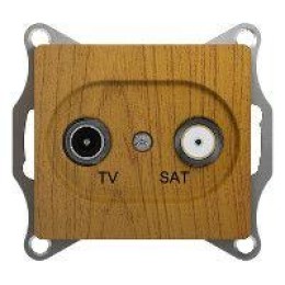 Розетка телевизионная проходная TV/SAT 1-м СП Glossa 4дБ механизм дерево дуб SchE GSL000598