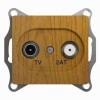 Розетка телевизионная проходная TV/SAT 1-м СП Glossa 4дБ механизм дерево дуб SchE GSL000598
