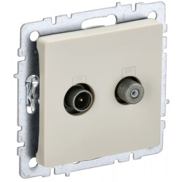 IEK BRITE BASE Бежевый Розетка двойная TV+SAT РТВ/РСп12-БрКр