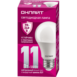 Лампа светодиодная 90 399 OLL-A55-11-230-4K-E27 (PRO 90-240В) ОНЛАЙТ 90399