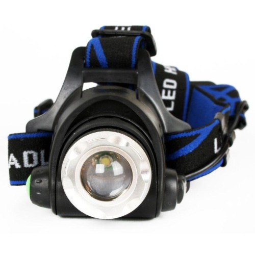 Фонарь аккумуляторный налобный E150 CREE 3Вт фокус 3 режима 220В пластик. черн. (бокс) Ultraflash 12