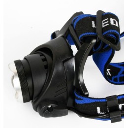 Фонарь аккумуляторный налобный E150 CREE 3Вт фокус 3 режима 220В пластик. черн. (бокс) Ultraflash 12