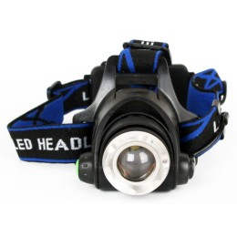 Фонарь аккумуляторный налобный E150 CREE 3Вт фокус 3 режима 220В пластик. черн. (бокс) Ultraflash 12