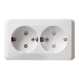 Розетка 2-м ОП Этюд 16А IP20 250В с заземл. защ. шторки бел. SE PA16-008B
