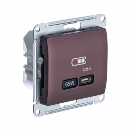 Systeme Electric Glossa Баклажановый USB Розетка тип-C 65W высокоскор.заряд. QC, PD, мех.