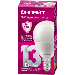 Лампа светодиодная 90 425 OLL-G45-13-230-4K-E14-FR (PRO 90-240В) ОНЛАЙТ 90425