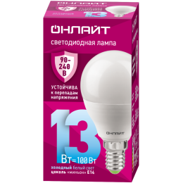 Лампа светодиодная 90 426 OLL-G45-13-230-6.5K-E14-FR (PRO 90-240В) ОНЛАЙТ 90426