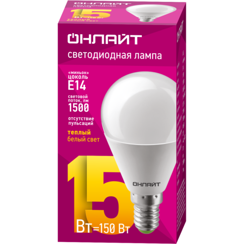 Лампа светодиодная 90 458 OLL-G45-15-230-2.7K-E14-FR ОНЛАЙТ 90458