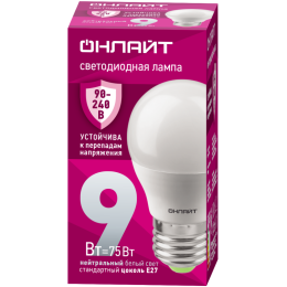 Лампа светодиодная 90 423 OLL-G45-9-230-4K-E27-FR (PRO 90-240В) ОНЛАЙТ 90423