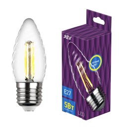 Лампа светодиодная филаментная PREMIUM (FILAMENT) 5Вт TC37 свеча витая 2700К тепл. E27 480лм REV 324
