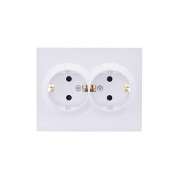 Розетка 2-м СП VESNA с заземл. со шторками ПБТ бел. LEZARD 742-0200-178B