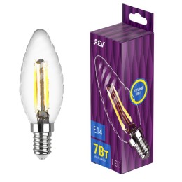 Лампа светодиодная филаментная PREMIUM (FILAMENT) 7Вт TC37 свеча витая 2700К тепл. E14 650лм REV 324
