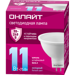 Лампа светодиодная 90 434 OLL-MR16-11-230-6.5K-GU5.3 (PRO 90-240В) ОНЛАЙТ 90434