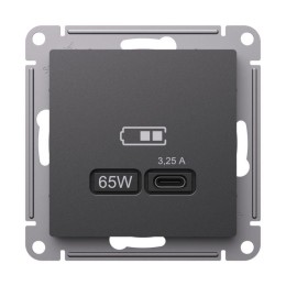 Розетка USB AtlasDesign тип C 65Вт высокоскор. ЗУ QC PD механизм базальт SE ATN001427
