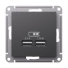 Розетка USB AtlasDesign тип A+A 5В/2.1А 2х5В/1.05А механизм базальт SE ATN001433