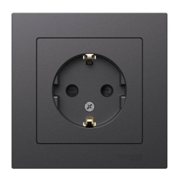Розетка AtlasDesign с заземл. со шторками 16А в сборе базальт SE ATN001444