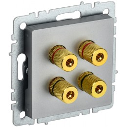 IEK BRITE BASE Сталь Аудиорозетка 4-мест. РА10-БрС