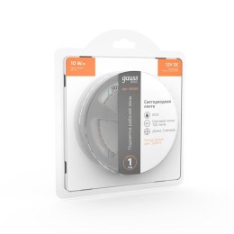 Лента светодиодная Basic 2835/120-SMD 10Вт/м 3000К тепл. бел. IP20 700лм/м 12В 8мм (уп.5м) GAUSS BT0