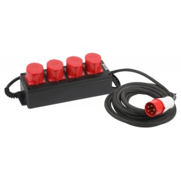 ЭРА Удлинитель силовой ЭРА IND380-U-4e-5x4-5m-IP44 на 380В на каучуковой колодке 4 розетки 4xCEE 5P
