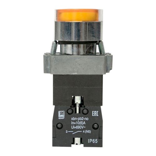 Кнопка BA51 с подсветкой 230В желт. NO IP65 PROxima EKF xb2-bw51-230-65