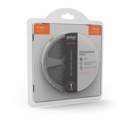 Лента светодиодная Basic 5050/60-SMD 10Вт/м 3000К тепл. бел. IP65 700лм/м 12В 10мм (уп.5м) GAUSS BT0