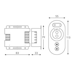 Диммер для светодиодной ленты Basic 12В 216Вт GAUSS BT601