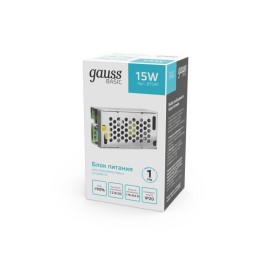 Блок питания для светодиодной ленты Basic 15Вт 12В IP20 (драйвер) GAUSS BT500