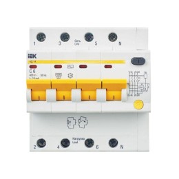 Выключатель автоматический дифференциального тока 4п C 6А 10мА тип AC 4.5кА АД-14 KARAT IEK MAD10-4-