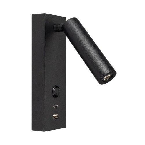 Светильник светодиодный SP-BED-CHARGE-S60x125-3W Warm3000 (BK 20 deg 230В USB-A USB-C) IP20 металл A