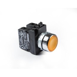 Кнопка нажимная круглая CM102DS (1НО+1НЗ) желт. EMAS CM102DS