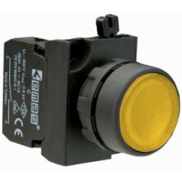 Кнопка нажимная круглая CP200DS (1НЗ) желт. EMAS CP200DS