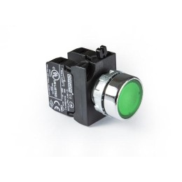 Кнопка нажимная круглая CM202DY (2НЗ) зел. EMAS CM202DY