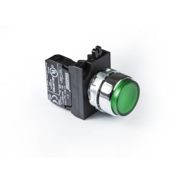 Кнопка нажимная круглая выступающая CM100HY (1НО) зел. EMAS CM100HY