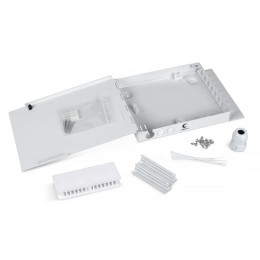 Бокс оптический JJT-8-SC на 8 SC LC duplex настен. со сплайс-кассетой и КДЗС без пигтейлов и проходн