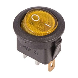 Выключатель клавишный круглый 250В 6А (3с) ON-OFF желт. с подсветкой (RWB-214 SC-214 MIRS-101-8) Rex