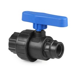 Кран шаровой компрессионный внутр. резьба + внутр. резьба PN10 1 1/4х1дюйм 1/4дюйм для ПЭ труб RTP 1