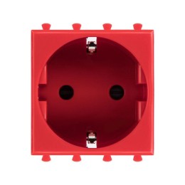 Розетка 1-м 2мод. Avanti "Красный квадрат" 16А IP20 2P+E защ. шторки красн. DKC 4401002