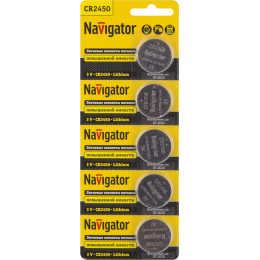 Элемент питания литиевый CR2450 94 766 NBT-CR2450-BP5 (блист.5шт) Navigator 94766