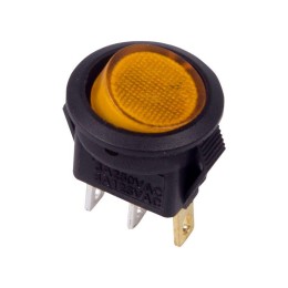 Выключатель клавишный круглый 250В 3А (3с) ON-OFF желт. с подсветкой Micro (RWB-106 SC-214) Rexant 3
