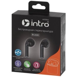 Гарнитура-Bluetooth BI1600 сенсорная ultra slim с зар. кейсом черн. Intro Б0044835