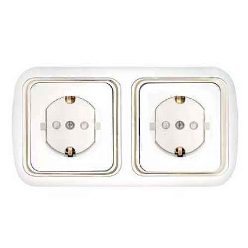 Розетка 2-м СП с заземл. бел. Bylectrica РС16-284