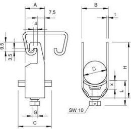 Скоба зажимная U-образ. d16-22мм 2056U 22 FT гор. оцинк. OBO 1175211